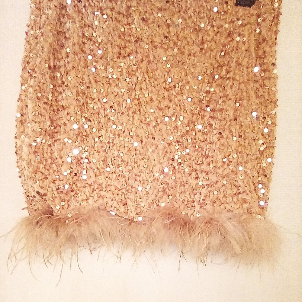 ❤️ New Gold Sequins Feather Mini Fashion Skirt